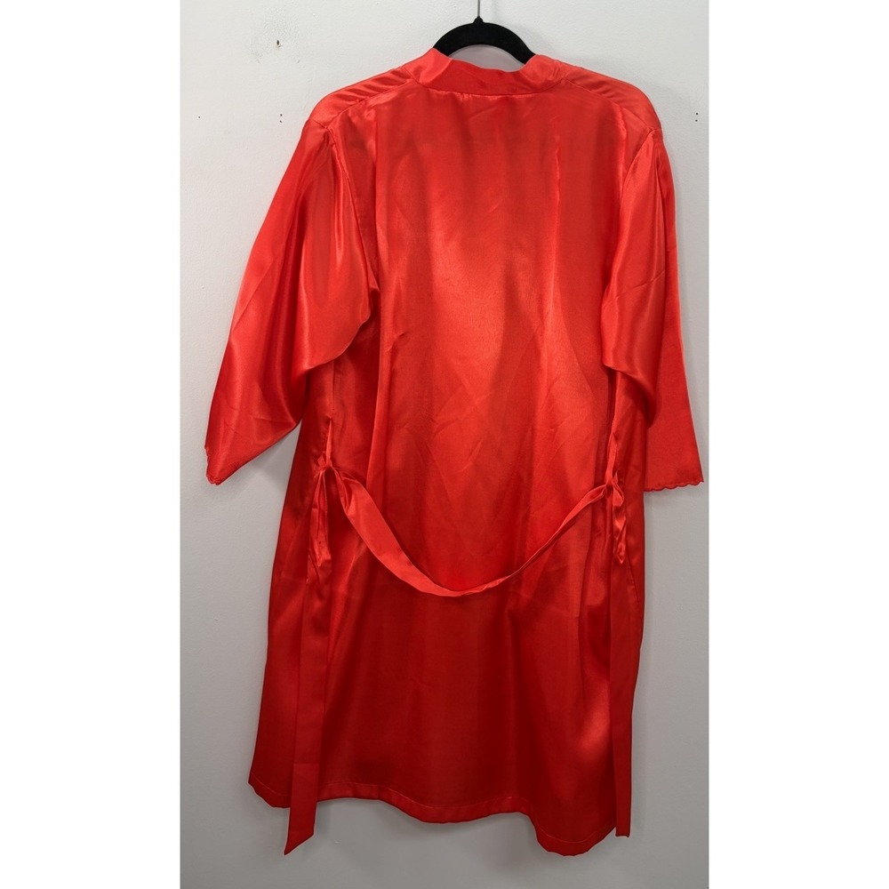 Vintage Liz Claiborne Women M Red Satin Kimono Sleep Set Embroidered Floral Sexy - Picture 6 of 11